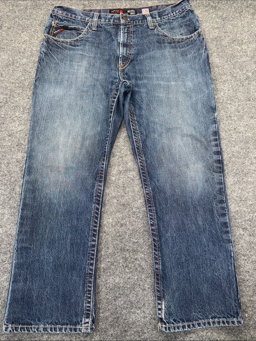Ariat FR M4  Cat2 Men's Medium Wash Relaxed Boot Cut Jeans